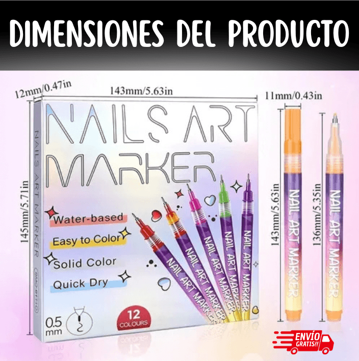 Set 12 MARCADORES para Uñas💅